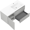 Mexen Orio bathroom cabinet 100 cm with Otis right sink, 2S, 1D, gray matte/white matte - 91A13-10047-3-BBFFF62-W18P01