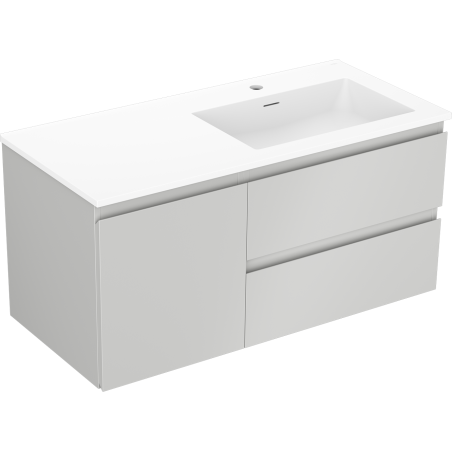 Mexen Orio bathroom cabinet 100 cm with Otis right sink, 2S, 1D, gray matte/white matte - 91A13-10047-3-BBFFF62-W18P01