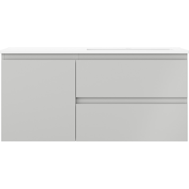 Mexen Orio bathroom cabinet 100 cm with Otis right sink, 2S, 1D, gray matte/white matte - 91A13-10047-3-BBFFF62-W18P01