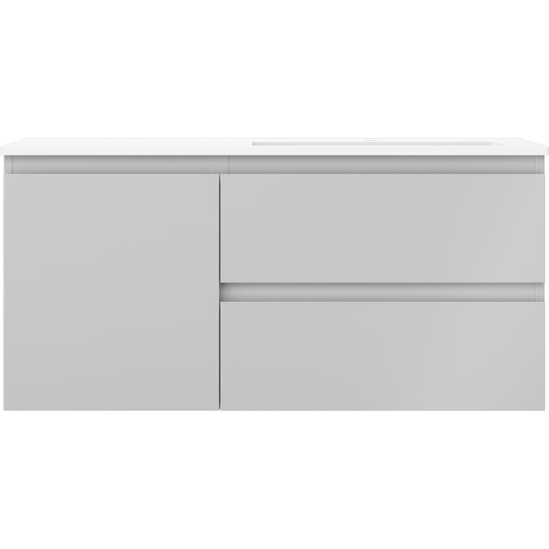 Mexen Orio bathroom cabinet 100 cm with Otis sink right, 2S, 1D, gray matte/white matte - 91A13-10047-3-BBFFF62-W18P01