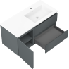 Mexen Orio bathroom cabinet 100 cm with Otis right sink, 2S, 1D, graphite matte/white matte - 91A13-10047-3-BBFFF66-W18P01