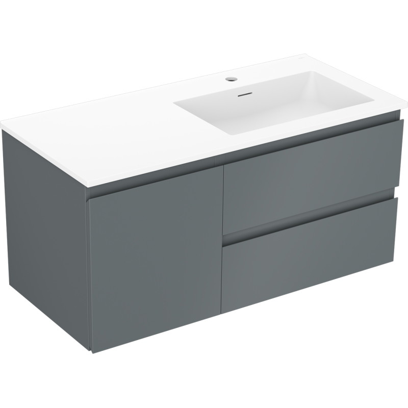 Mexen Orio 100 cm bathroom cabinet with right Otis sink, 2S, 1D, graphite matte/white matte - 91A13-10047-3-BBFFF66-W18P01