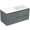Mexen Orio bathroom cabinet 100 cm with Otis right sink, 2S, 1D, graphite matte/white matte - 91A13-10047-3-BBFFF66-W18P01