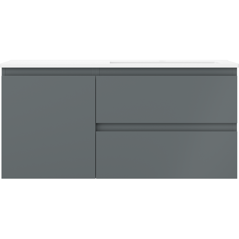 Mexen Orio bathroom cabinet 100 cm with Otis right sink, 2S, 1D, graphite matte/white matte - 91A13-10047-3-BBFFF66-W18P01