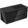 Mexen Orio bathroom cabinet 100 cm with Otis washbasin right, 2S, 1D, black gloss/black matte - 91A13-10047-3-BBFFF70-W18P71