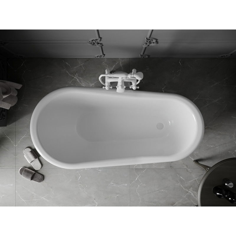 Mexen Retro freestanding bath 150 x 73 cm, white/black, white legs - 53251507375-20