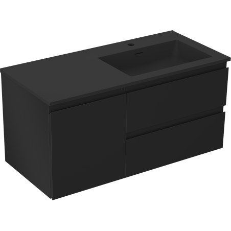 Mexen Orio 100 cm bathroom cabinet with Otis right sink, 2S, 1D, matte black - 91A13-10047-3-BBFFF71-W18P71