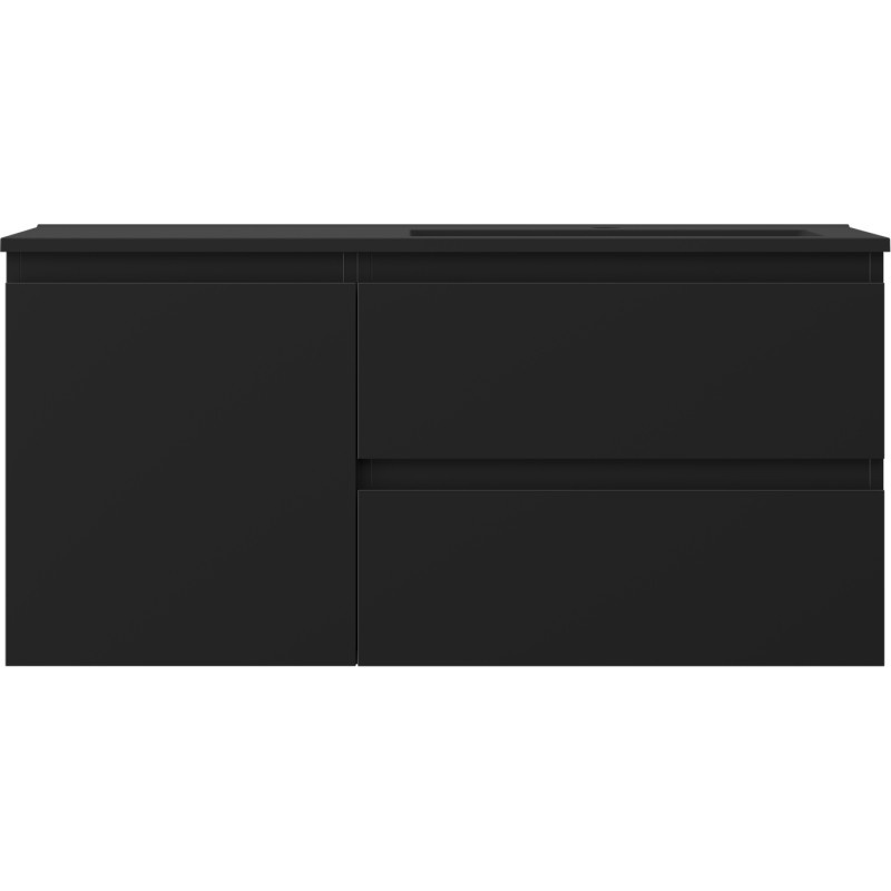 Mexen Orio 100 cm bathroom cabinet with Otis right sink, 2S, 1D, matte black - 91A13-10047-3-BBFFF71-W18P71