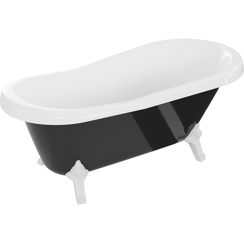 Mexen Retro freestanding bath 150 x 73 cm, white/black, white legs - 53251507375-20