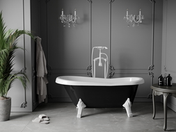 Mexen Retro freestanding bathtub 150 x 73 cm, White/Black, white legs - 53251507375-20