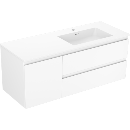 Mexen Orio 120 cm bathroom cabinet with right Otis sink, 2S, 1D, matte white - 91A13-12047-3-BBFFF01-W18P01