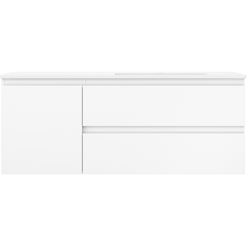 Mexen Orio bathroom cabinet 120 cm with Otis right sink, 2S, 1D, white matte - 91A13-12047-3-BBFFF01-W18P01