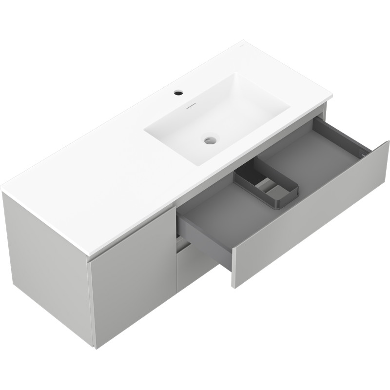 Mexen Orio 120 cm bathroom cabinet with right sink Otis, 2S, 1D, gray matte/white matte - 91A13-12047-3-BBFFF62-W18P01