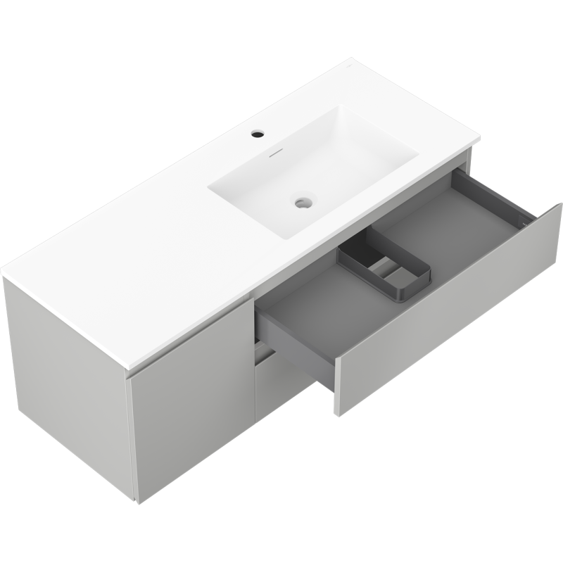 Mexen Orio bathroom cabinet 120 cm with right Otis washbasin, 2S, 1D, gray matte/white matte - 91A13-12047-3-BBFFF62-W18P01