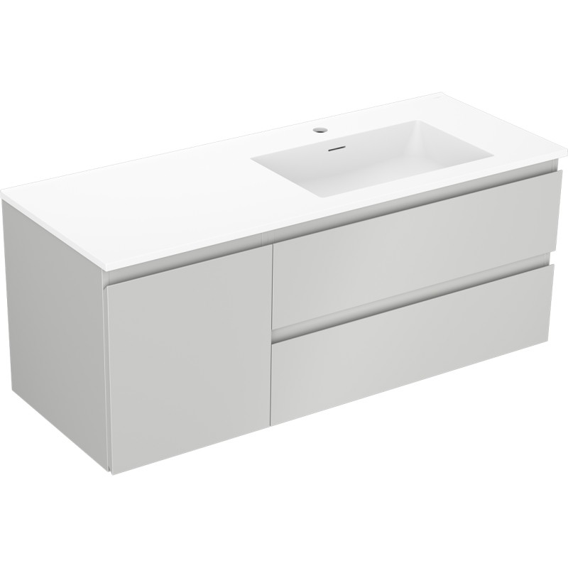 Mexen Orio 120 cm bathroom cabinet with right sink Otis, 2S, 1D, gray matte/white matte - 91A13-12047-3-BBFFF62-W18P01
