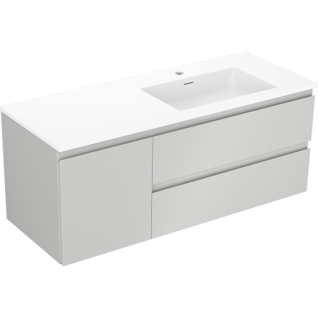 Mexen Orio bathroom cabinet 120 cm with right Otis washbasin, 2S, 1D, gray matte/white matte - 91A13-12047-3-BBFFF62-W18P01