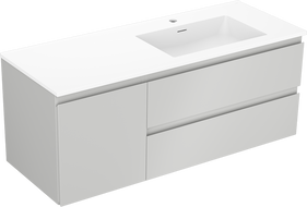 Mexen Orio 120 cm bathroom cabinet with right sink Otis, 2S, 1D, gray matte/white matte - 91A13-12047-3-BBFFF62-W18P01