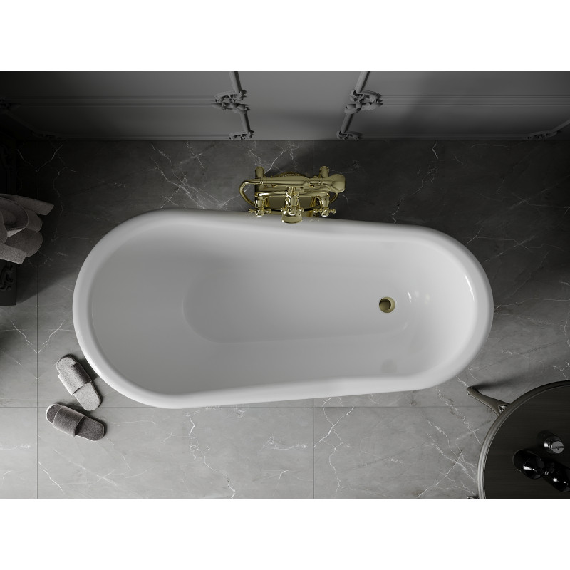 Mexen Retro freestanding bathtub 150 x 73 cm, white/black, gold legs - 53251507375-50