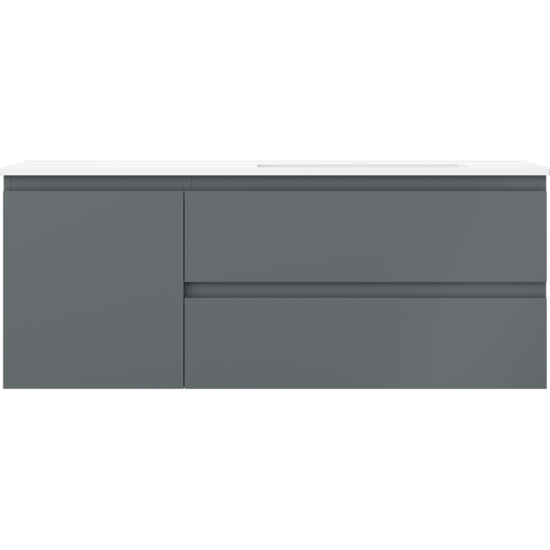Mexen Orio bathroom cabinet 120 cm with right basin Otis, 2S, 1D, matte graphite/white matte - 91A13-12047-3-BBFFF66-W18P01