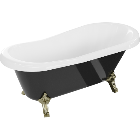 Mexen Retro freestanding bath 150 x 73 cm, white/black, gold legs - 53251507375-50