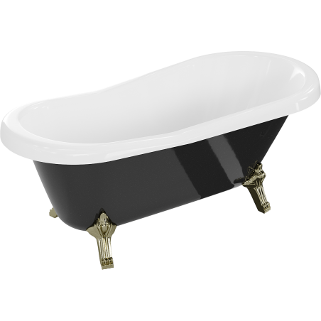 Mexen Retro freestanding bathtub 150 x 73 cm, White/Black, gold legs - 53251507375-50