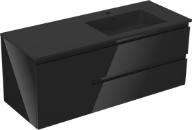 Mexen Orio 120 cm Bathroom Cabinet with Otis Right Sink, 2S, 1D, Black Gloss/Black Matte - 91A13-12047-3-BBFFF70-W18P71