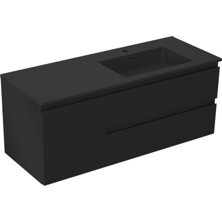 Mexen Orio 120 cm bathroom cabinet with Otis right sink, 2S, 1D, black matte - 91A13-12047-3-BBFFF71-W18P71