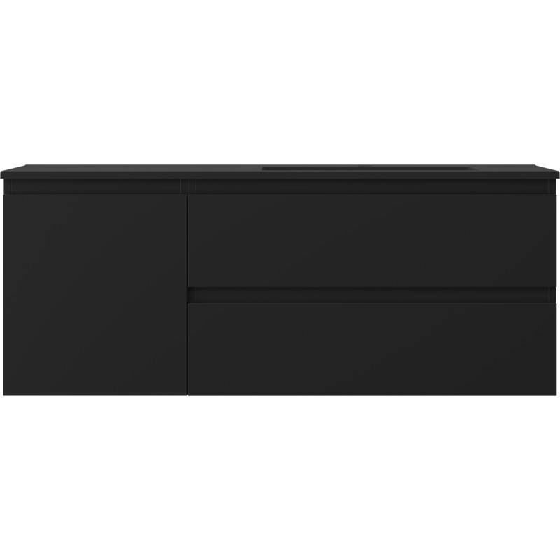 Mexen Orio 120 cm bathroom cabinet with Otis right sink, 2S, 1D, black matte - 91A13-12047-3-BBFFF71-W18P71