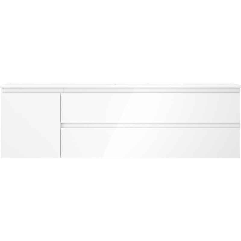 Mexen Orio bathroom cabinet 160 cm with right Otis sink, 2D, 1S, white gloss - 91A13-16047-3-BBFFF00-W18P00