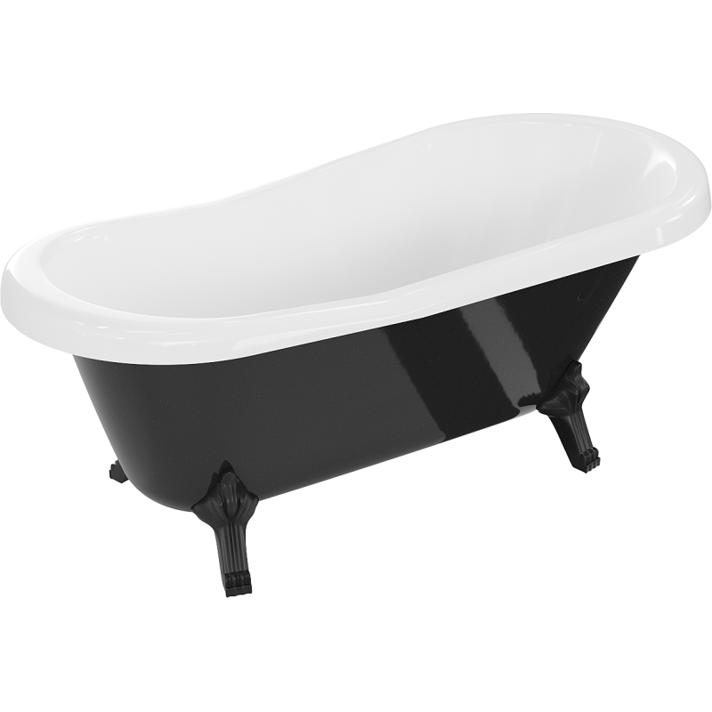 Mexen Retro freestanding bath 150 x 73 cm, white/black, black legs - 53251507375-70