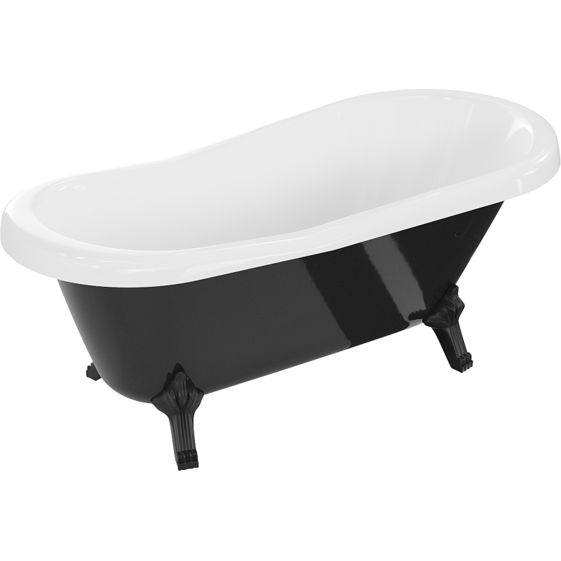 Mexen Retro freestanding bathtub 150 x 73 cm, White/Black, black legs - 53251507375-70
