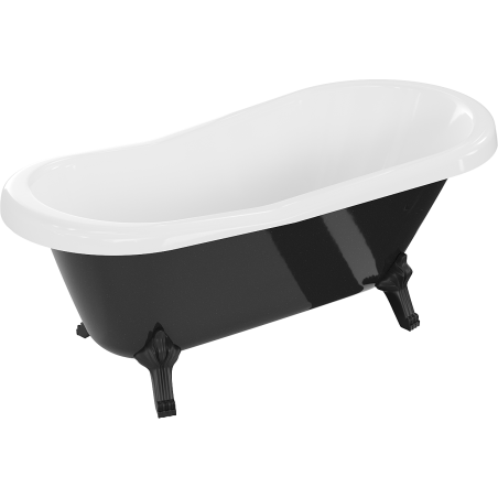 Mexen Retro freestanding bath 150 x 73 cm, white/black, black legs - 53251507375-70