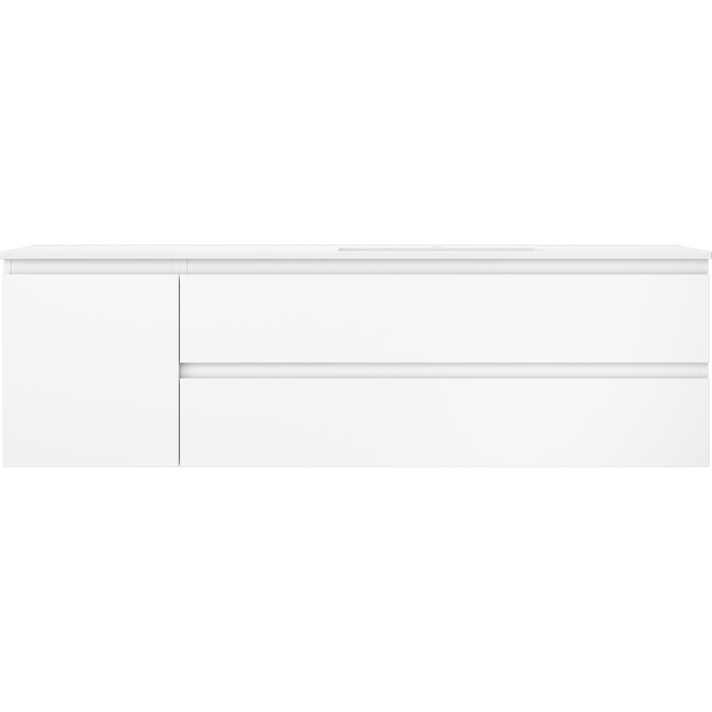 Mexen Orio 160 cm bathroom cabinet with right Otis sink, 2 drawers, 1 door, matte white - 91A13-16047-3-BBFFF01-W18P01