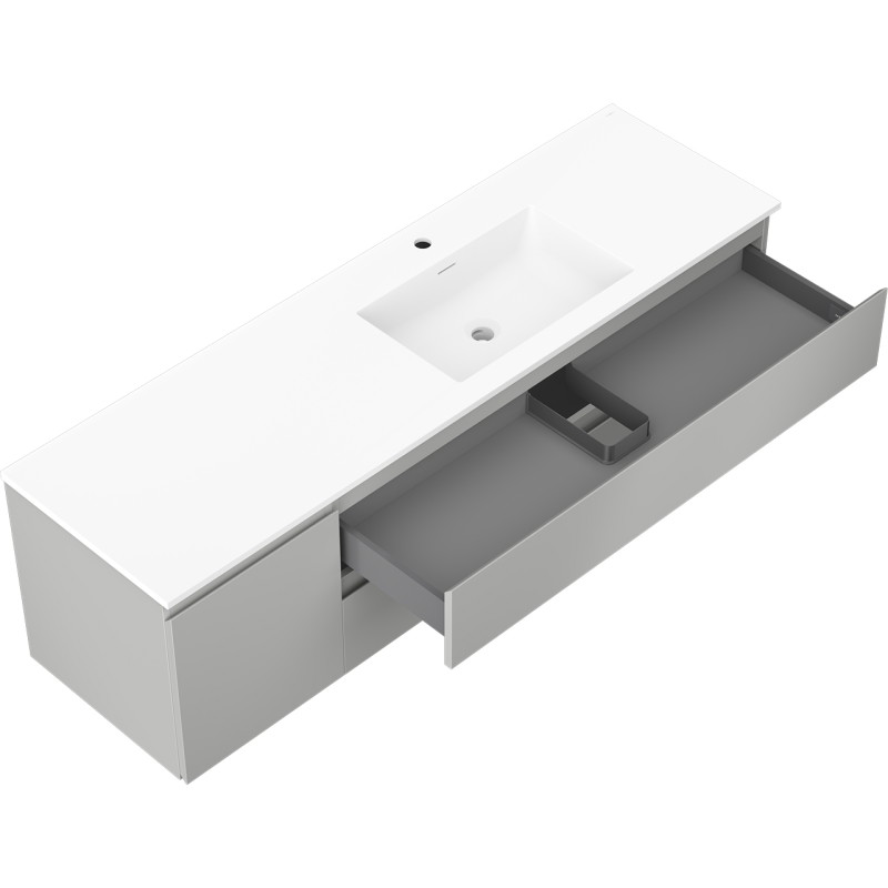 Mexen Orio bathroom cabinet 160 cm with right Otis sink, 2S, 1D, gray matte/white matte - 91A13-16047-3-BBFFF62-W18P01