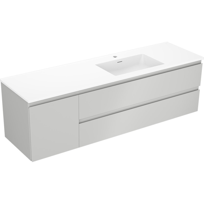 Mexen Orio bathroom cabinet 160 cm with right Otis sink, 2S, 1D, gray matte/white matte - 91A13-16047-3-BBFFF62-W18P01