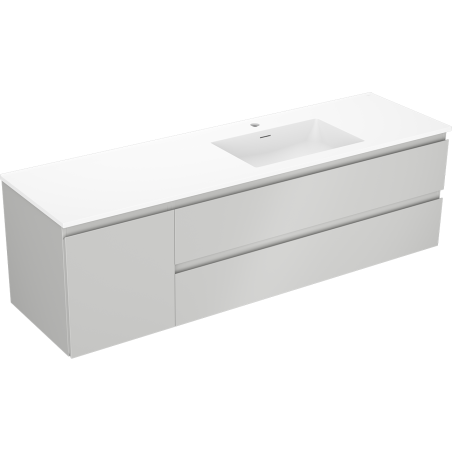 Mexen Orio bathroom cabinet 160 cm with right Otis sink, 2S, 1D, gray matte/white matte - 91A13-16047-3-BBFFF62-W18P01