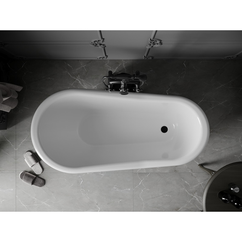 Mexen Retro freestanding bathtub 150 x 73 cm, white/black, black legs - 53251507375-70