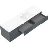 Mexen Orio 160 cm bathroom cabinet with Otis sink right, 2S, 1D, matte graphite/white matte - 91A13-16047-3-BBFFF66-W18P01
