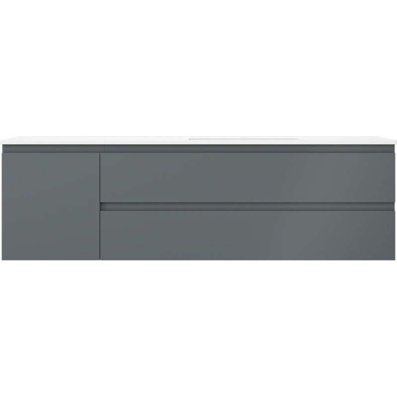 Mexen Orio 160 cm bathroom cabinet with Otis sink right, 2S, 1D, matte graphite/white matte - 91A13-16047-3-BBFFF66-W18P01