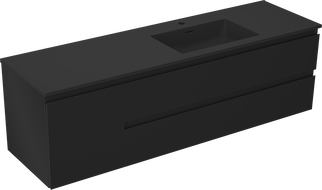 Mexen Orio 160 cm bathroom cabinet with right Otis sink, 2S, 1D, black matte - 91A13-16047-3-BBFFF71-W18P71