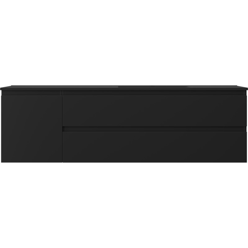Mexen Orio 160 cm bathroom cabinet with right Otis sink, 2S, 1D, black matte - 91A13-16047-3-BBFFF71-W18P71
