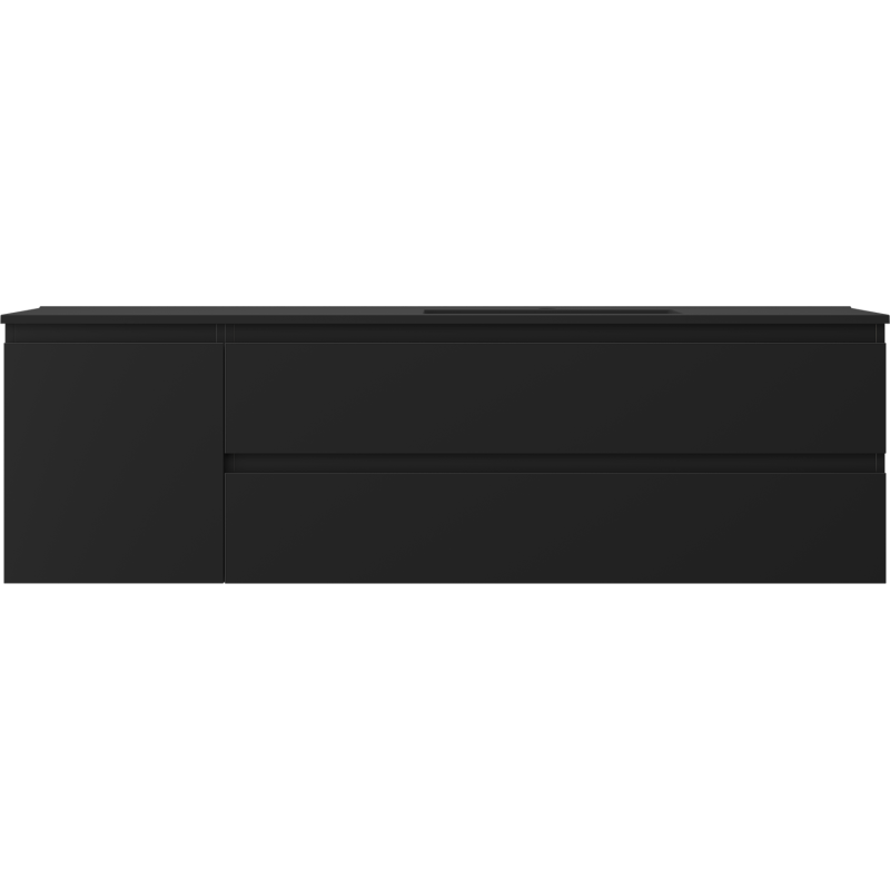 Mexen Orio bathroom cabinet 160 cm with right Otis sink, 2S, 1D, black matte - 91A13-16047-3-BBFFF71-W18P71