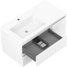 Mexen Rivel 90 cm bathroom cabinet with Otis left sink, 2S, 1D, fluted, matte white - 91A23-09047-3-BBFFF01-W18L01