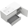 Mexen Rivel 90 cm bathroom cabinet with Otis left sink, 2S, 1D, grooved, gray matte/white matte - 91A23-09047-3-BBFFF62-W18L01