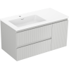 Mexen Rivel 90 cm bathroom cabinet with left Otis sink, 2S, 1D, fluted, gray matte/white matte - 91A23-09047-3-BBFFF62-W18L01