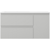 Mexen Rivel 90 cm bathroom cabinet with Otis left sink, 2S, 1D, grooved, gray matte/white matte - 91A23-09047-3-BBFFF62-W18L01