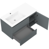 Mexen Rivel bathroom cabinet 90 cm with Otis left sink, 2 drawers, 1 door, grooved, matte graphite/white matte