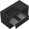 Mexen Rivel 90 cm Bathroom Cabinet with Left Otis Sink, 2S, 1D, Fluted, Black Matte - 91A23-09047-3-BBFFF71-W18L71