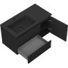 Mexen Rivel bathroom cabinet 90 cm with left Otis sink, 2S, 1D, grooved, black matte - 91A23-09047-3-BBFFF71-W18L71