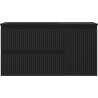Mexen Rivel 90 cm Bathroom Cabinet with Left Otis Sink, 2S, 1D, Fluted, Black Matte - 91A23-09047-3-BBFFF71-W18L71